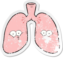 distressed sticker of a cartoon lungs png