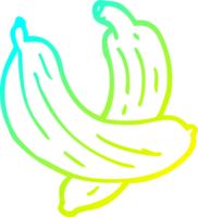 cold gradient line drawing of a cartoon pair of  bananas png