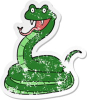 distressed sticker of a cartoon happy snake png