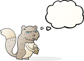 disegnato pensato bolla cartone animato arrabbiato scoiattolo con Noce png