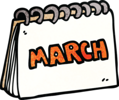 cartoon doodle calendar showing month of march png