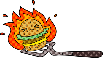 cartoon burger on spatula png