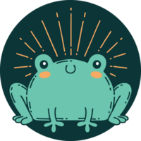 icon of a tattoo style happy frog png