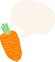 cartoon vegetable with speech bubble in retro style png
