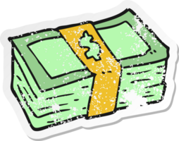 distressed sticker of a cartoon cash png