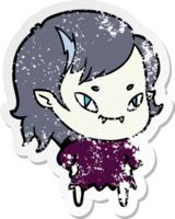 distressed sticker of a cartoon friendly vampire girl png