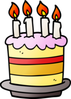 pastel de cumpleaños de garabato de dibujos animados png
