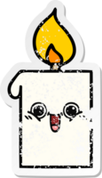 distressed sticker of a cute cartoon lit candle png