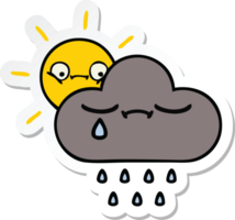 sticker of a cute cartoon storm cloud and sun png