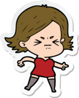 sticker of a cartoon angry girl png