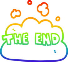 rainbow gradient line drawing of a cartoon the end font png