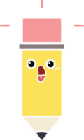 flat color retro cartoon of a pencil png
