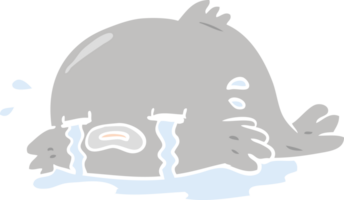 poisson qui pleure de dessin animé de style plat couleur png