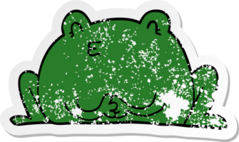 autocollant en détresse d'une jolie grenouille de dessin animé png