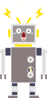 flat color retro cartoon of a malfunctioning robot png