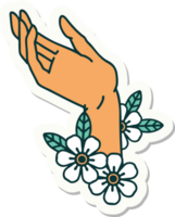 autocollant de tatouage dans le style traditionnel d'une main png