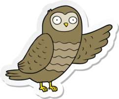 autocollant d'un hibou de dessin animé pointant du doigt png