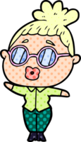 cartoon woman wearing spectacles png