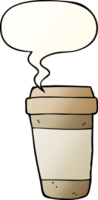 cartoon coffee cup with speech bubble in smooth gradient style png