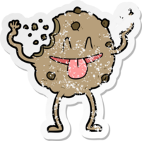 distressed sticker of a cartoon cookie png