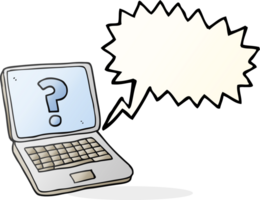 drawn speech bubble cartoon laptop computer with question mark png