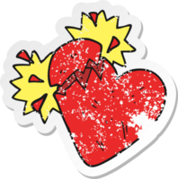 retro distressed sticker of a cartoon broken heart png