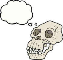 dibujado pensamiento burbuja dibujos animados antiguo cráneo png