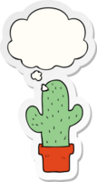 cartoon cactus with thought bubble as a printed sticker png