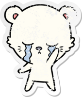 distressed sticker of a crying cartoon polarbear png