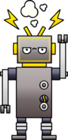 gradient shaded cartoon of a malfunctioning robot png