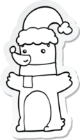 sticker of a cartoon bear wearing christmas hat png