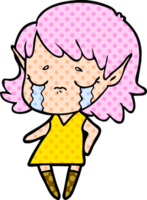 niña elfa de dibujos animados llorando png