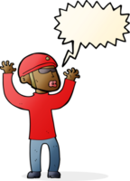 cartoon security man panicking with speech bubble png