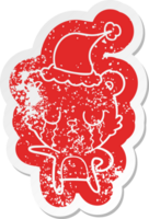 huilen eigenzinnig tekenfilm verontrust sticker van een beer vervelend de kerstman hoed png