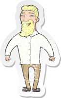 pegatina retro angustiada de un hombre feliz de dibujos animados con barba png