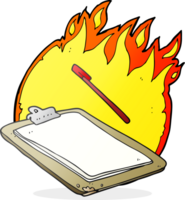 drawn cartoon clip board on fire png