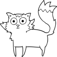 drawn black and white cartoon cat png