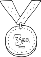 drawn black and white cartoon sports medal png