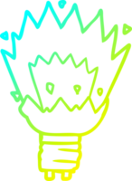 cold gradient line drawing of a cartoon exploding light bulb png