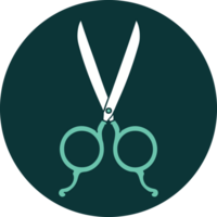 iconic tattoo style image of barber scissors png