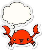 dessin animé Crabe avec pensée bulle comme une imprimé autocollant png