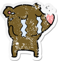 pegatina angustiada de un oso llorando de dibujos animados png