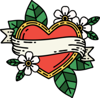 tattoo in traditional style of a heart and banner png