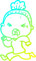 cold gradient line drawing of a cartoon angry old woman png