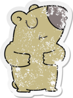 distressed sticker of a quirky hand drawn cartoon bear png