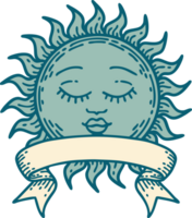 traditional tattoo with banner of a sun png