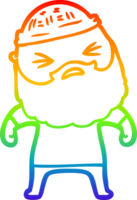 rainbow gradient line drawing of a cartoon man with beard png