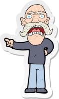 sticker of a cartoon angry old man png