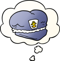 cartoon sailor hat with thought bubble in smooth gradient style png