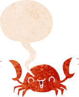 dessin animé Crabe avec discours bulle dans grunge affligé rétro texturé style png